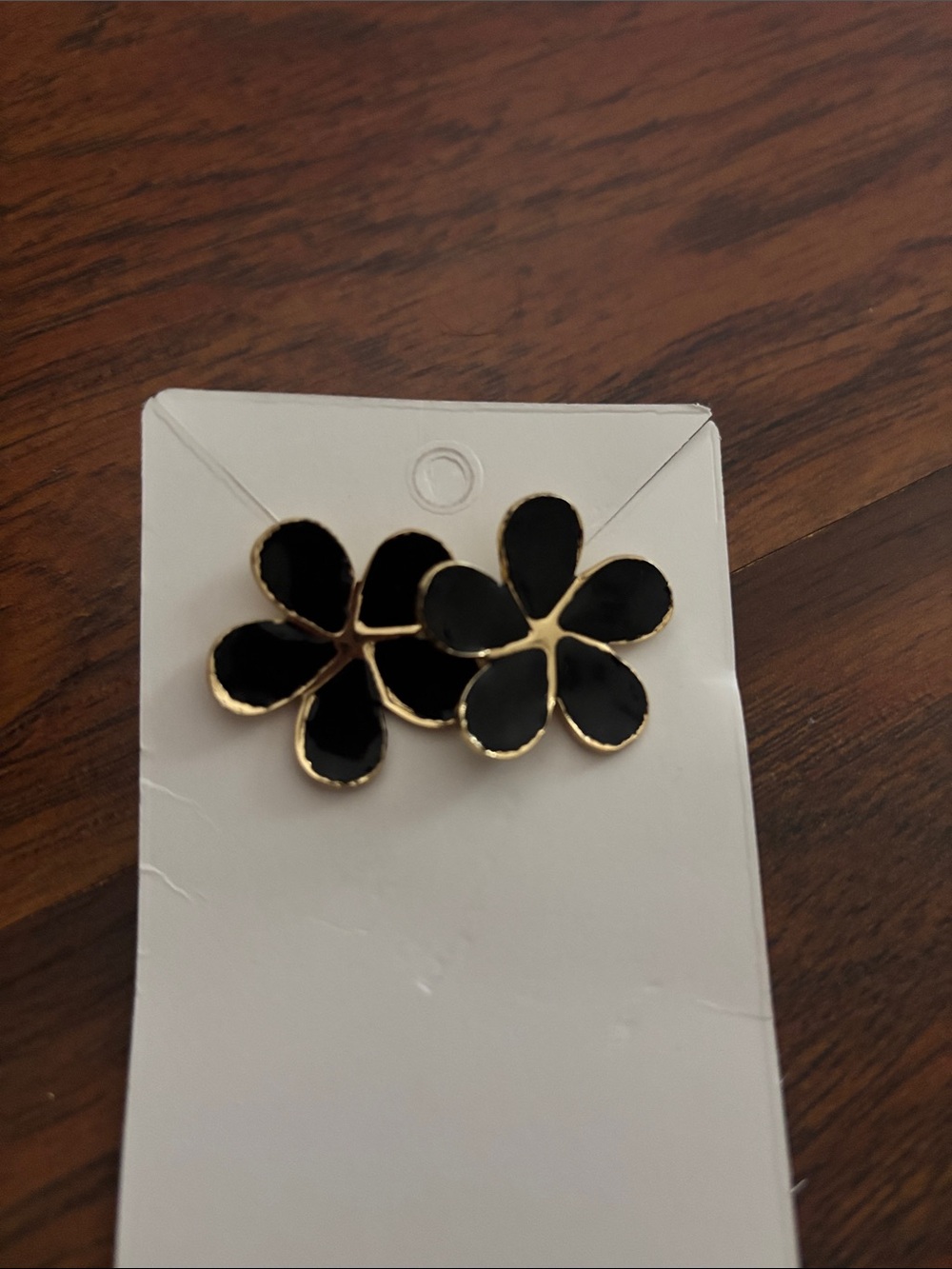 Black Floral Enamel Stud Earrings - Gold Trim
Stainless steel